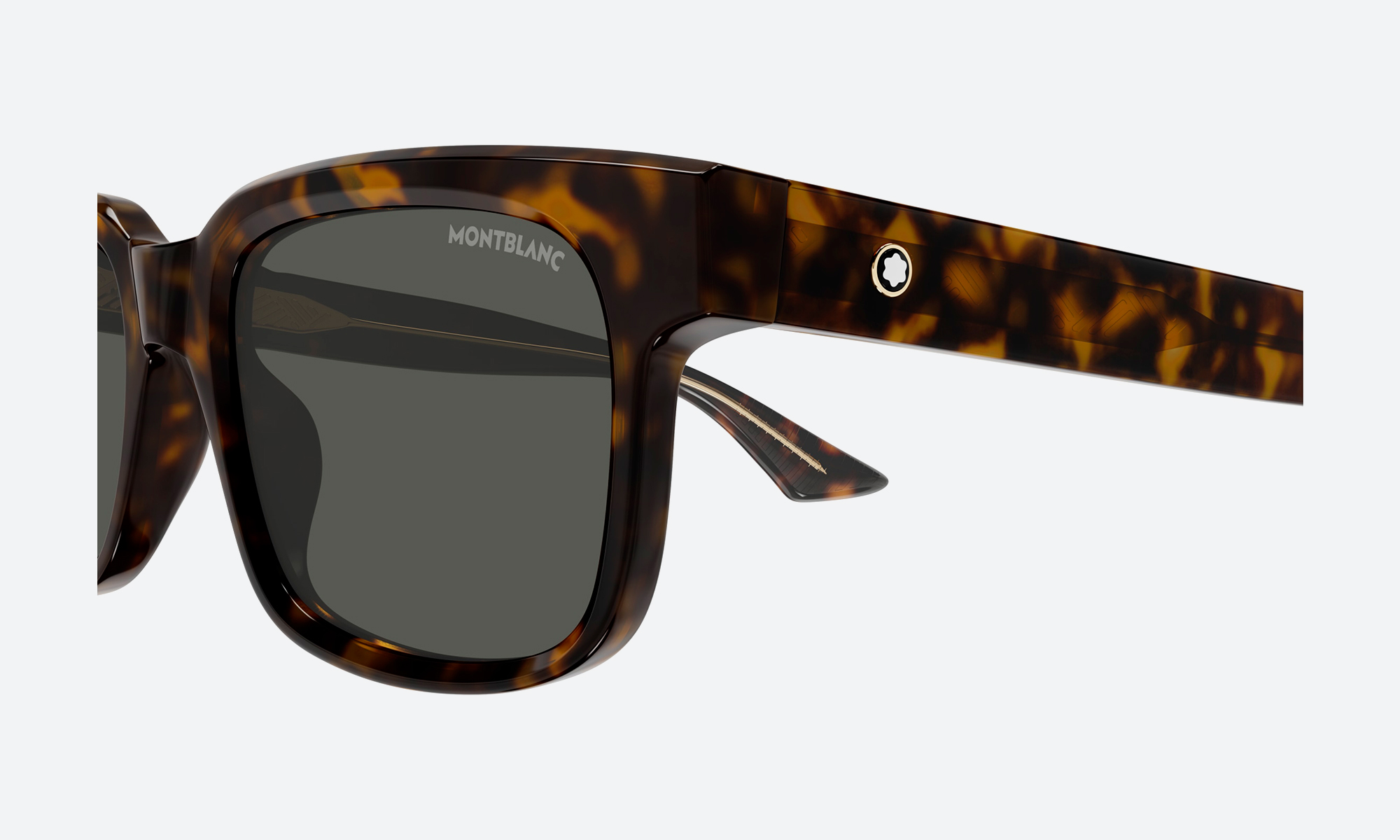 Premium Mont Blanc glasses showing quality materials and pen-inspired temple detailing