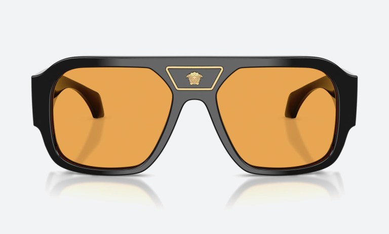 Authentic Versace sunglasses showing the Medusa emblem and Greca border detail