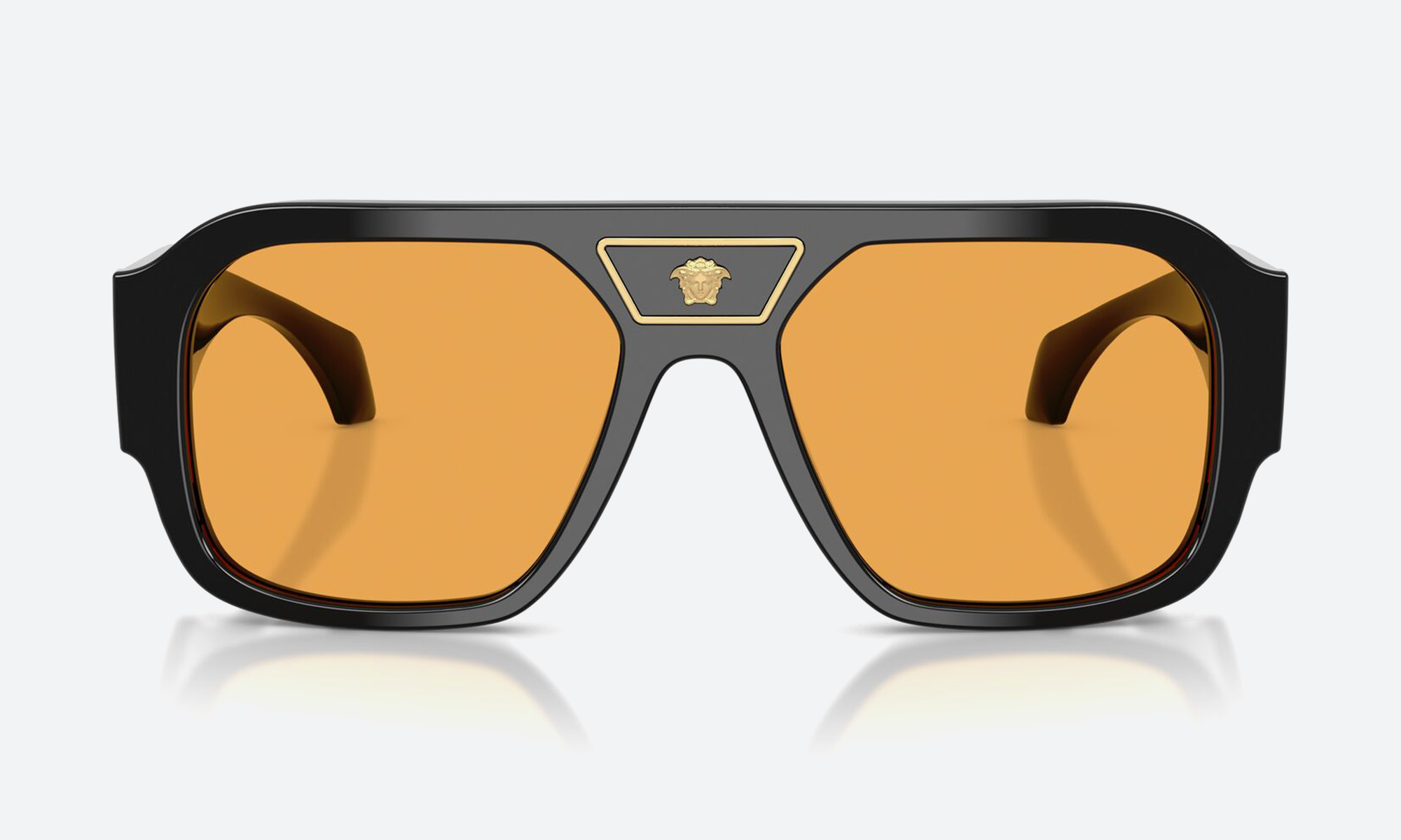Authentic Versace sunglasses showing the Medusa emblem and Greca border detail