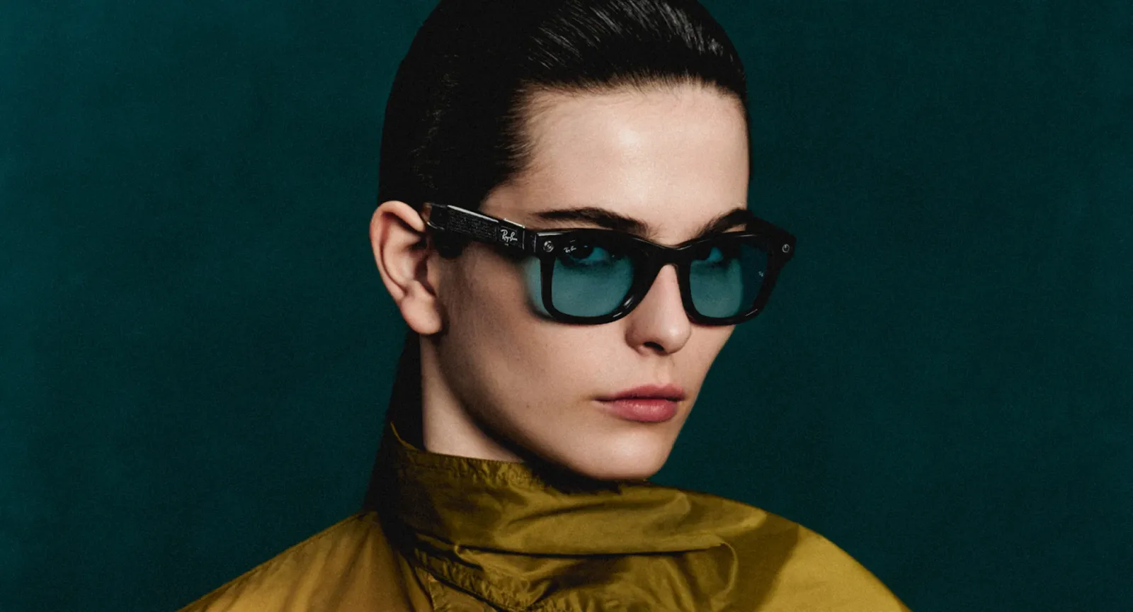 Lifestyle shot of smart glasses everyday wear at a cafe