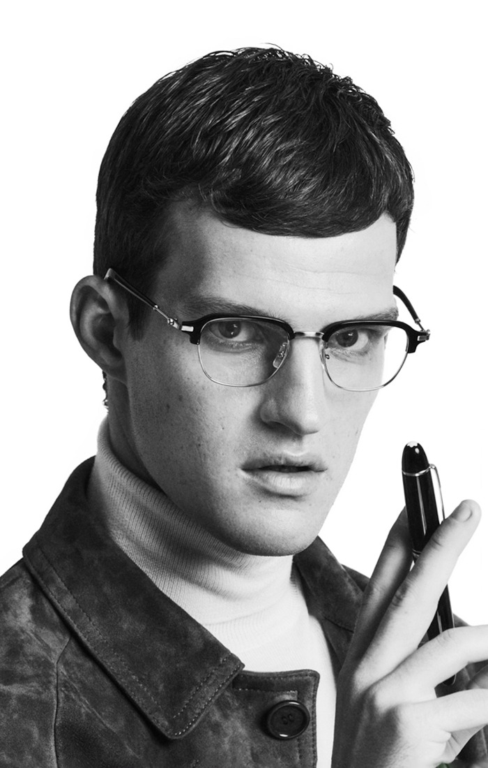 Mont Blanc glasses with the snowcap emblem on pen-inspired temples, luxury designer frames