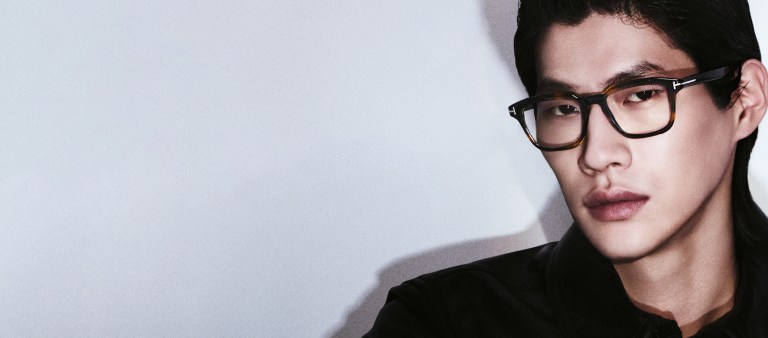 Lineup of current Tom Ford glasses styles at Lawrence & Mayo