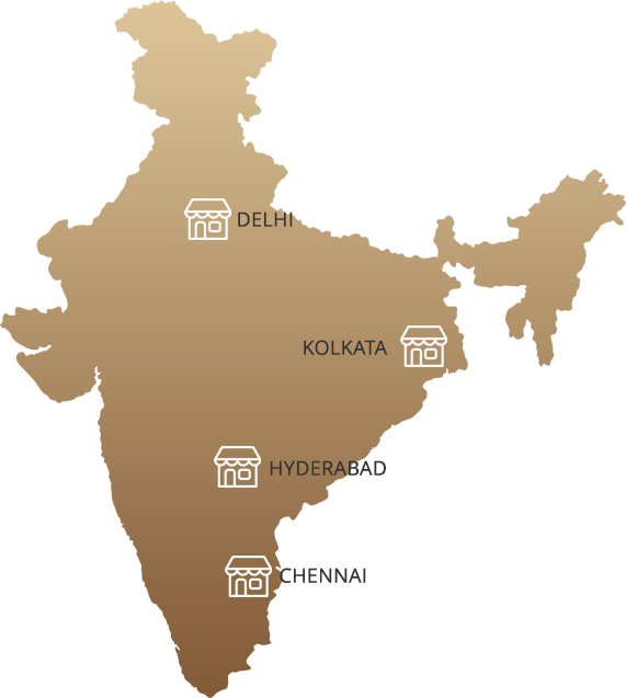 Composite shot of a luxury eyewear store India, storefronts across cities